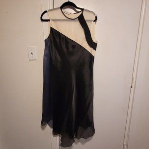 Cedric Charlier Silk organza black Ivory Navy Asymmetric Hem Draping Sz.12